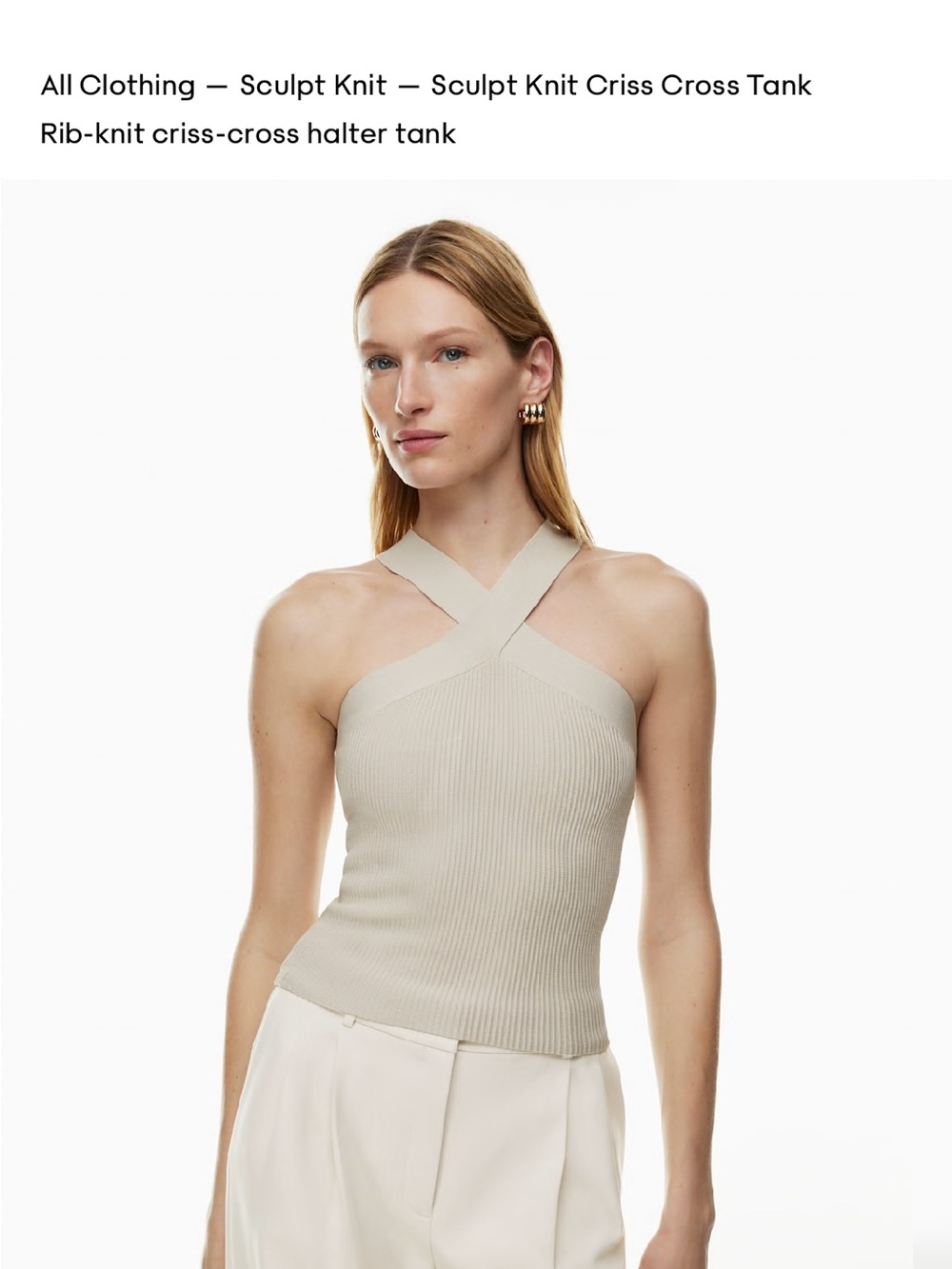 Aritzia Babaton Ribbed Criss-Cross Halter Tank — White